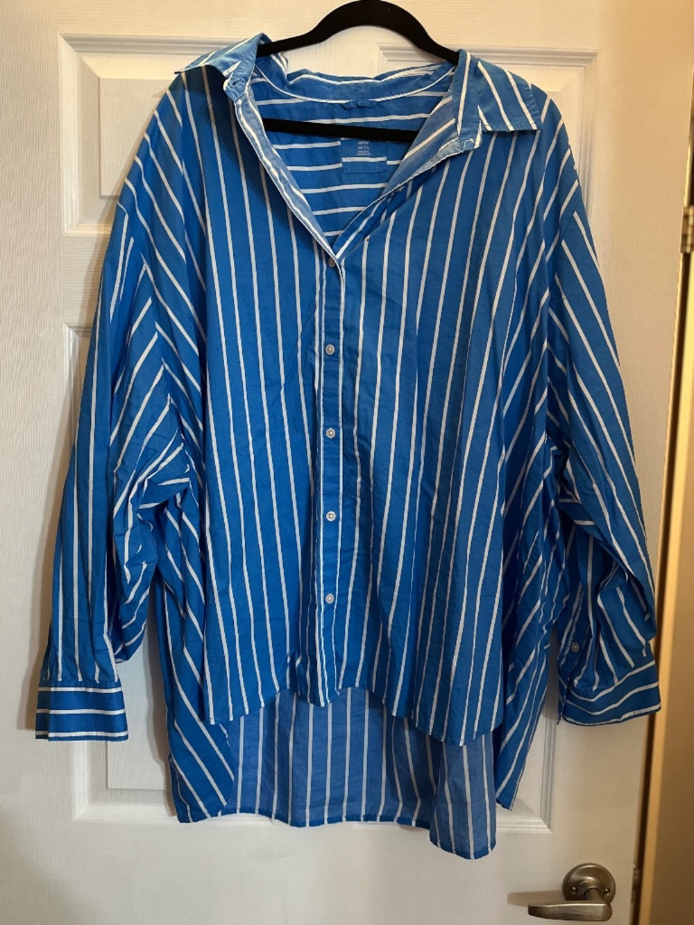Aerie Blue White Striped Oversized Button Down Shirt XXL